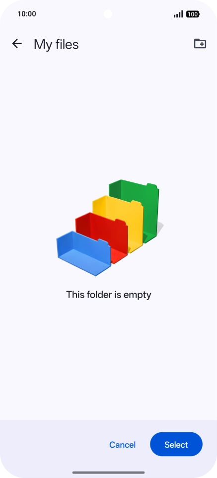 To create a new folder, press the new folder icon and follow the instructions on the screen to create a new folder.