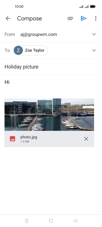 Press the send icon when you've finished your email.