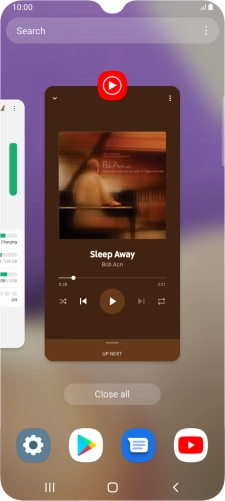 To end one running application, slide your finger upwards on the required application.