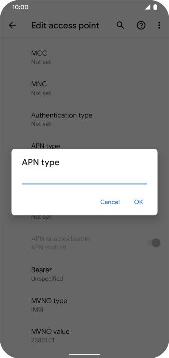 Key in default and press OK.