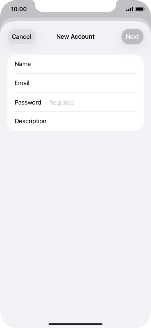 Press Password and key in the password for your email account.
