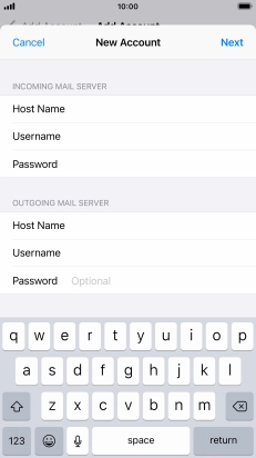 Press Password and key in the password for your email account.