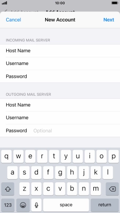 Press Password and key in the password for your email account.