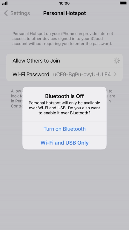 If Wi-Fi is turned on, press Wi-Fi and USB Only.