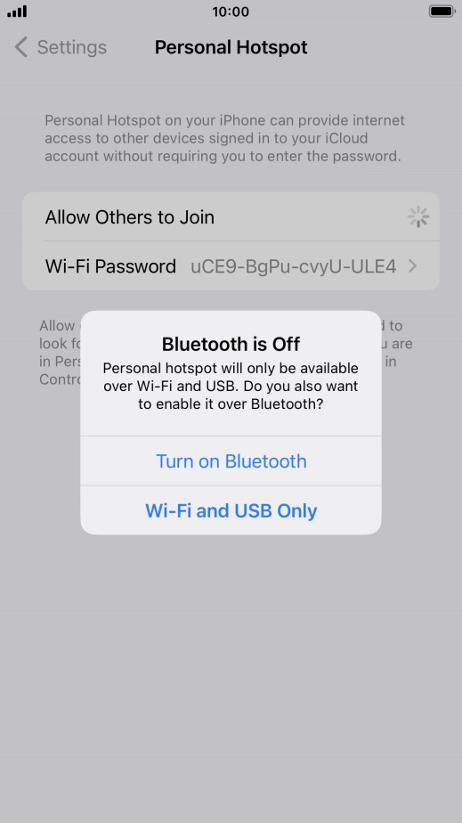 If Wi-Fi is turned on, press Wi-Fi and USB Only.