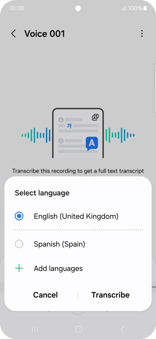 Press the recorded language.