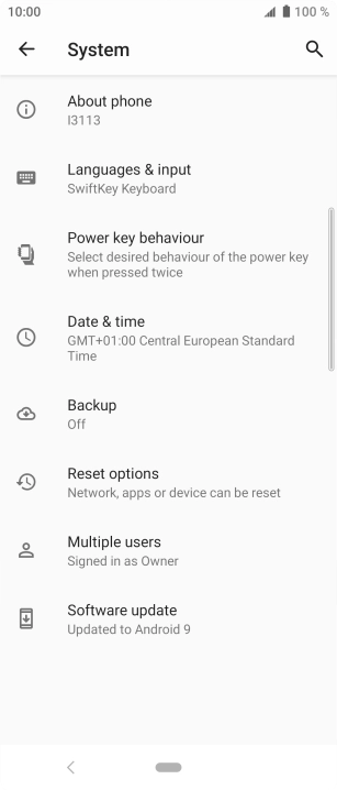 Press Software update. If a new software version is available, it's displayed. Follow the instructions on the screen to update the phone software.