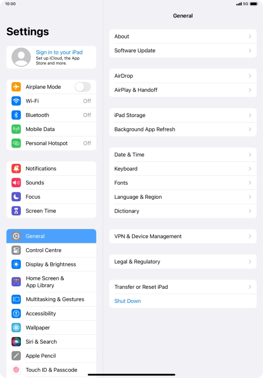 Press Sign in to your iPad.
