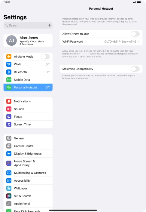 Press Wi-Fi Password and key in the required password.