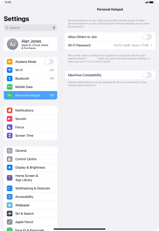 Press Wi-Fi Password and key in the required password.