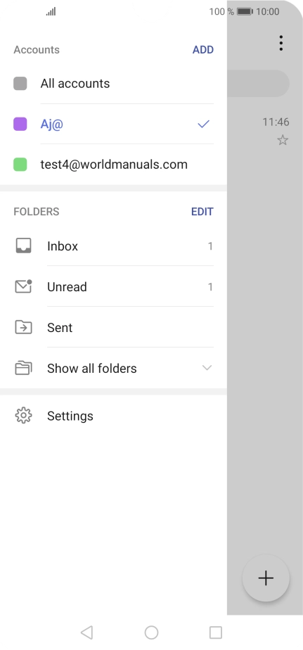 Press the required email account.