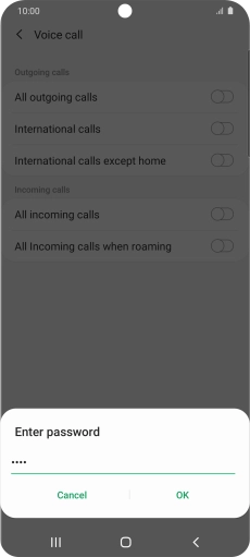 Key in your barring password and press OK.