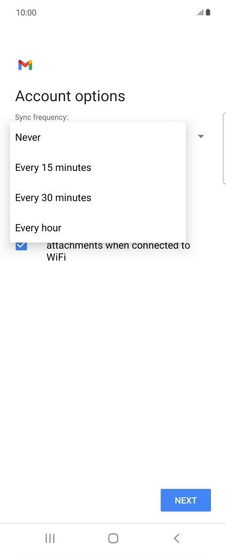 Press the required setting.