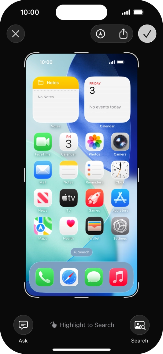 Follow the instructions on the screen to edit and save your screenshot.
