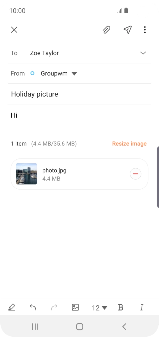 Press the send icon when you've finished your email.