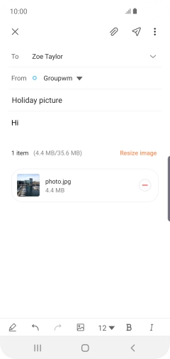 Press the send icon when you've finished your email.