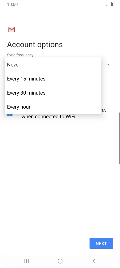 Press the required setting.