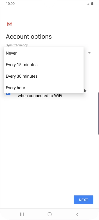 Press the required setting.