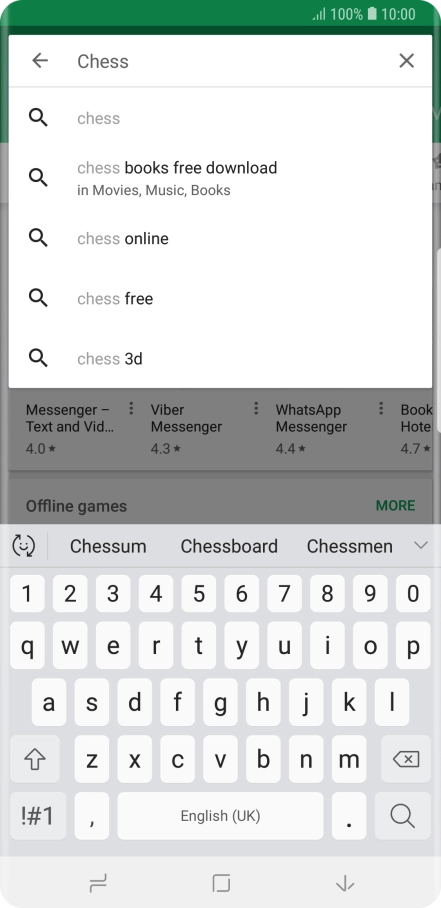 Key in the name or subject of the required app and press the search icon.