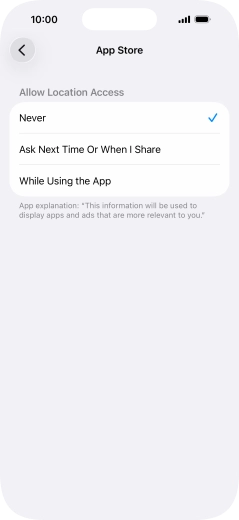 Press the required setting to turn the function on or off.