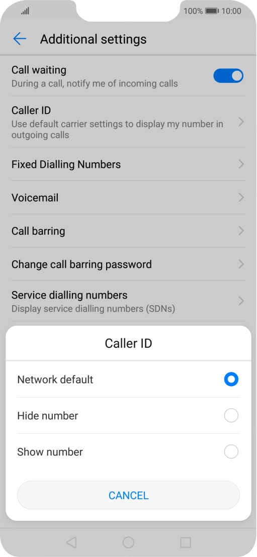 Press Show number to turn on caller identification.