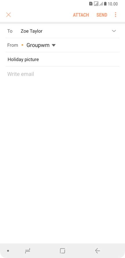 Press the text input field and write the text for your email.