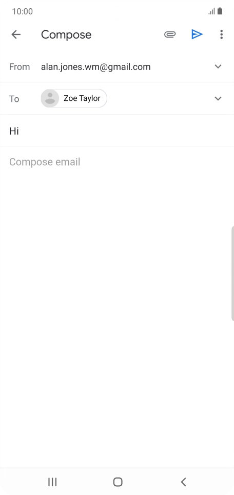 Press the text input field and write the text for your email.
