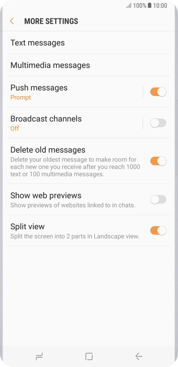 Press Text messages.