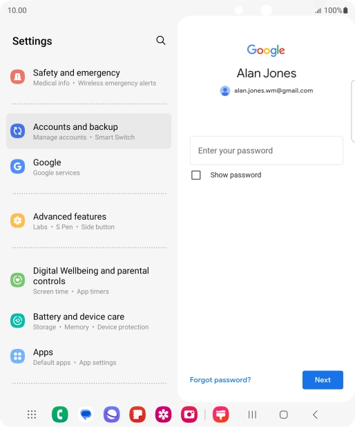 Press Enter your password and key in the password for your Google account.