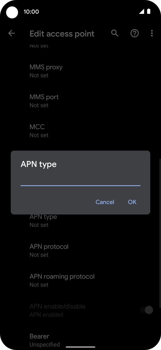 Key in default and press OK.