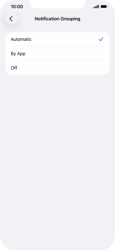 Press the required setting.