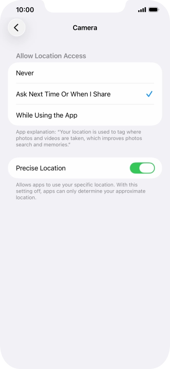 Press the required setting to turn the function on or off.