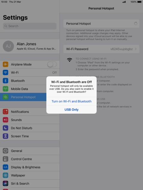 If Wi-Fi is turned off, press Turn on Wi-Fi and Bluetooth.