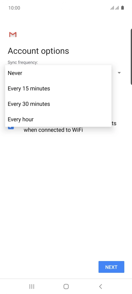 Press the required setting.