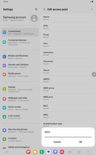 Key in EE Internet and press OK.