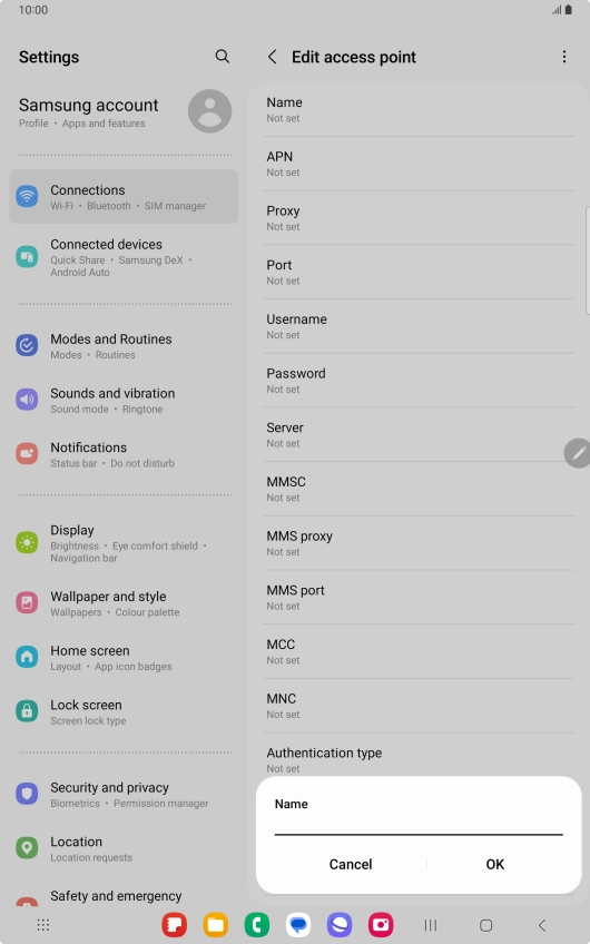 Key in EE Internet and press OK.