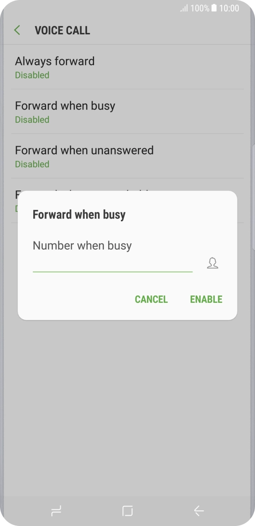 Key in +447953222222 and press ENABLE.
