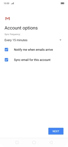 If this screen is displayed, you email account has been recognised and set up automatically. Follow the instructions on the screen to key in more information and finish setting up your phone.