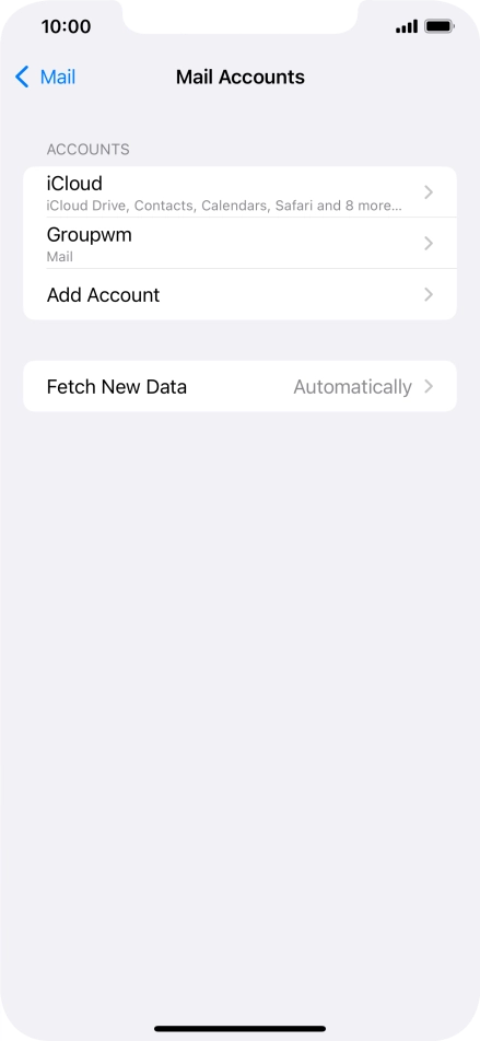 Press the name of the email account you've just set up.