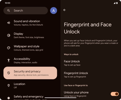 Press Fingerprint Unlock.