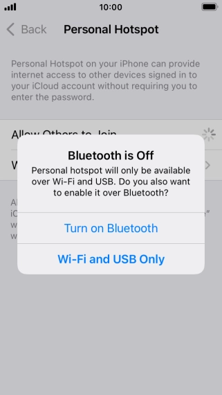 If Wi-Fi is turned on, press Wi-Fi and USB Only.