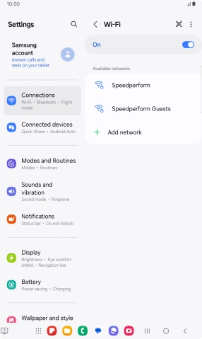 Press the required Wi-Fi network.