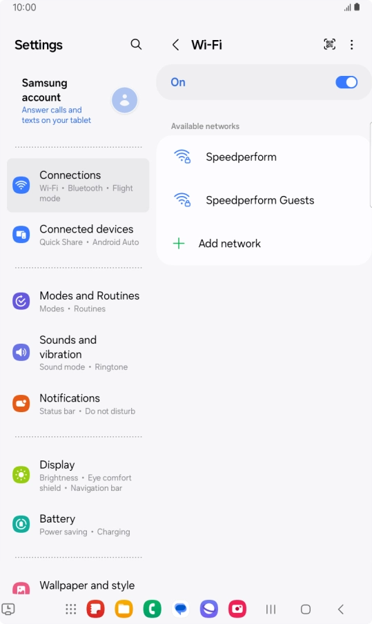 Press the required Wi-Fi network.