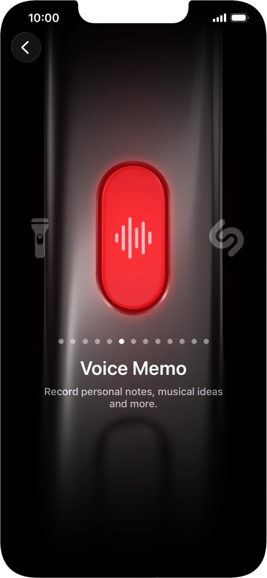 Slide your finger right or left on the screen to select the required function.