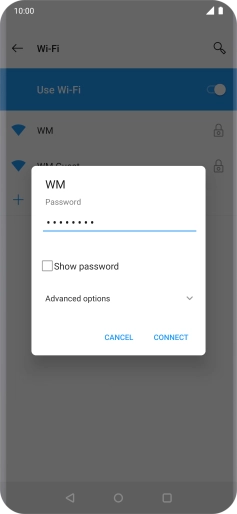 Key in the password for the Wi-Fi network and press CONNECT.