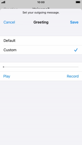 Press Play to play back your greeting.