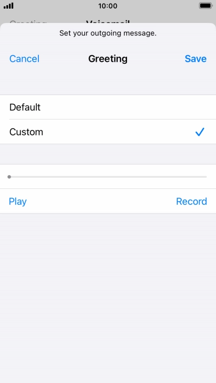Press Play to play back your greeting.