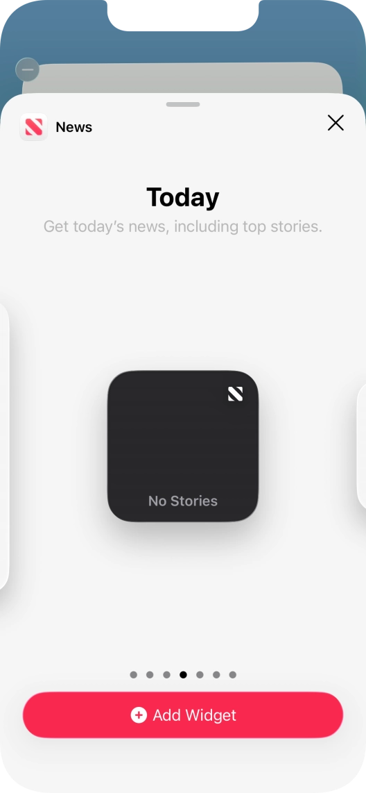 Slide your finger right or left on the screen to select the required widget size.