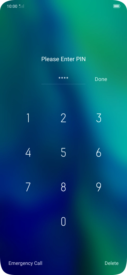 If you're asked to key in your PIN, do so and press Done. The default PIN is 1111.