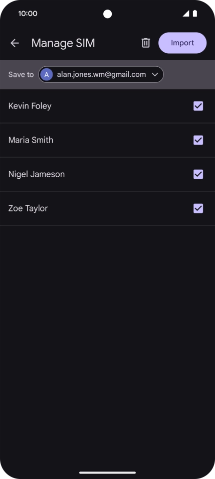 Press the fields next to the required contacts to select them.